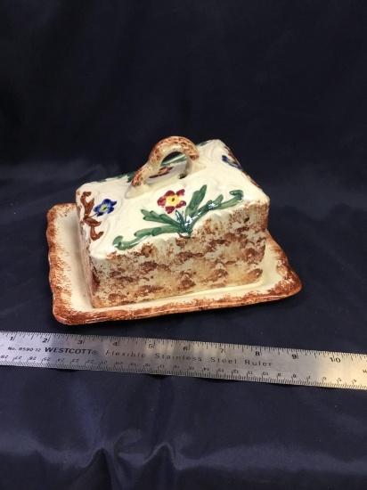 Vintage two-piece butter savor with under plate maker