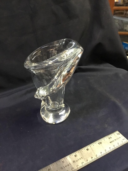 Signed art glass crystal vase made in France