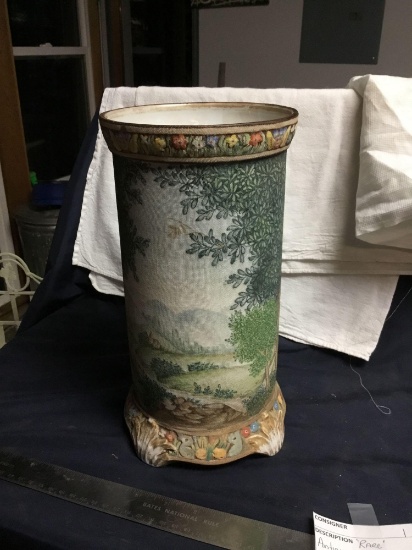 Rare antique tapestry vase marked on bottom