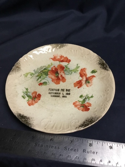 Antique souvenir plate pumpkin pie bay September 1, 1910 Longmont Colorado