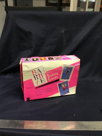 vintage 1990 box of Barbie trading cards packs inside are sealed