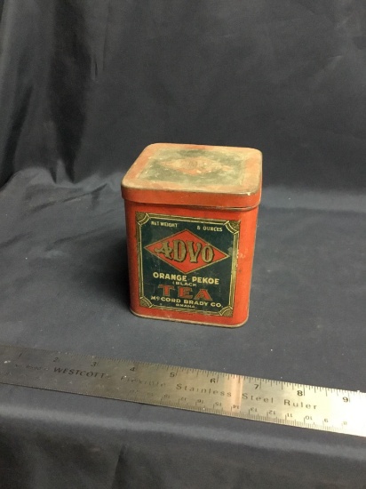 Antique Tea tin ADVO orange PEKOE tea