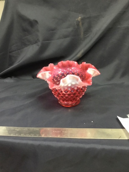 vintage cranberry hobnail bowl excellent condition