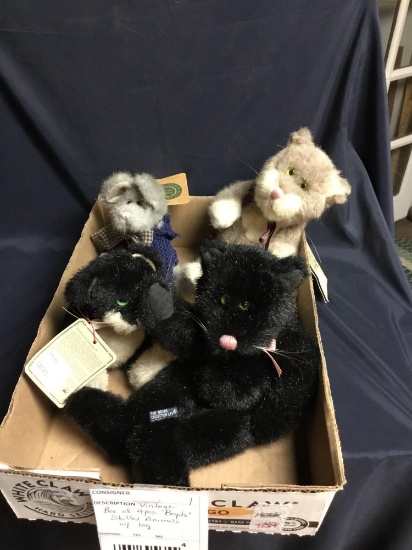 Vintage box of four piece Boyd stuffed animals with tags