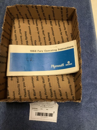 1968 Plymouth Chrysler fury operating instructions