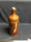 Antique rare pottery bottle with cork marked on side by maker