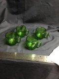 Four peas new Martinville green punch cups measures 2 inch tall