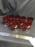 Nine piece ruby glass stemware possible Cambridge