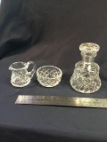 Vintage three-piece crystal condiment set