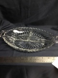 Cambridge clear caprice divided serving dish with handles 13 inch across