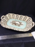 antique hand painted German lace bowl