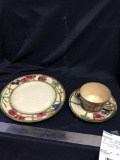 vintage three-piece Weller dinnerware floral design