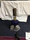 vintage glass hobnail Boudier lamp needs re-wiring