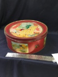 Vintage 50s cookie tin with children picture