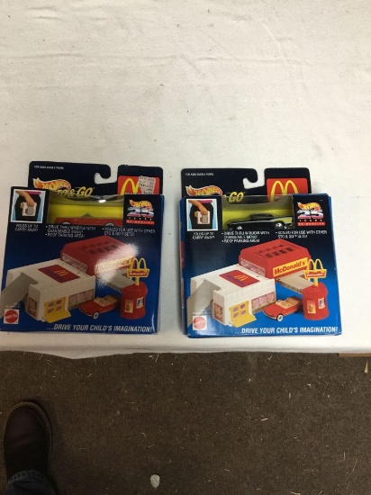 vintage two piece 1990s McDonald?s STO and go sets for diecast cars