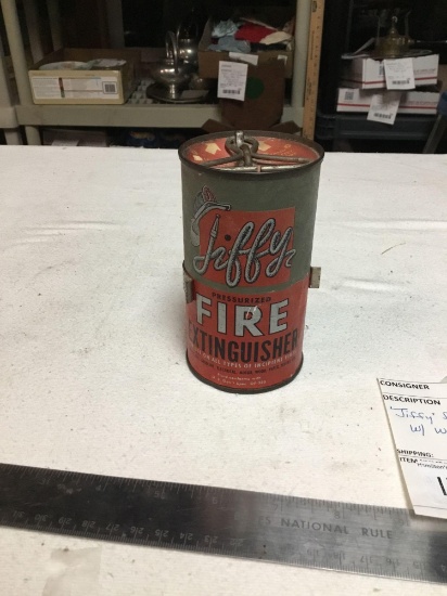 vintage jiffy fire extinguisher with wall mount