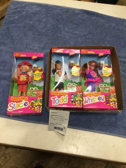 vintage three-piece 1993 happy meal dolls in boxes