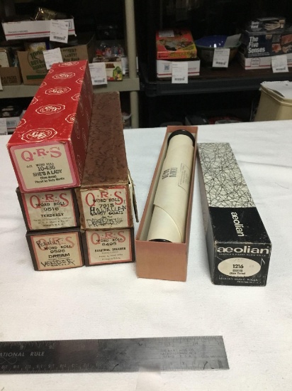 six piece vintage player piano rolls