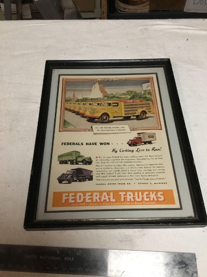 vintage original federal trucks dealership advertising framed