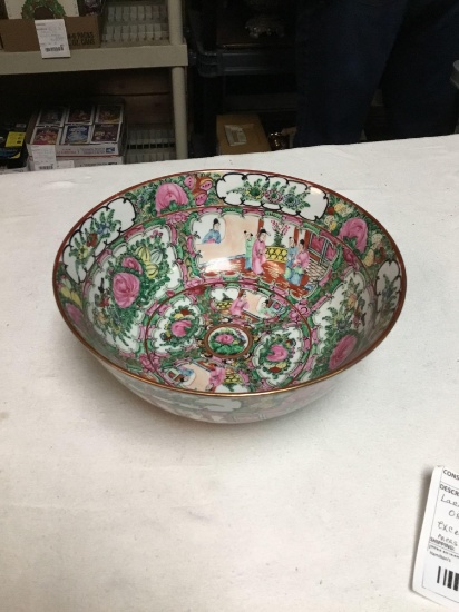 vintage large rose medallion oriental bowl excellent condition