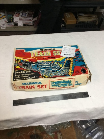 vintage mechanical train set by Marx wind up in box