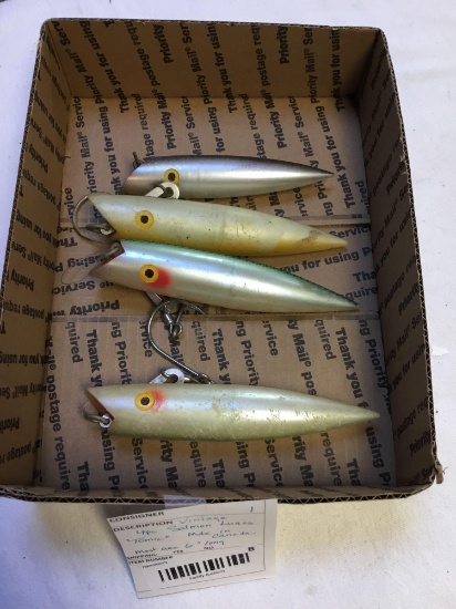 vintage four piece salmon Lures Tomic made in Canada