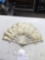 antique white feather and hand painted ladies fan