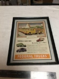 vintage original federal trucks dealership advertising framed