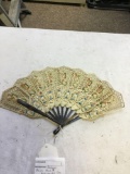 antique Asian motif hand-painted fan