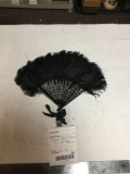 vintage oriental black feather fan possibly ostrich