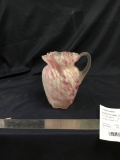antique splatter glass pitcher with applied handle