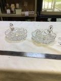 vintage two piece crystal nappies