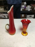 vintage 2pc. Amberina glass items