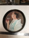 Coke tray metal advertising girl with pearl necklace