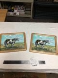Vintage 2pc. horse figure painted on tile by local Olympia artist