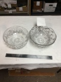 vintage two piece press glass bowls