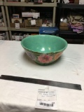 vintage number nine pottery mixing bowl hand-painted