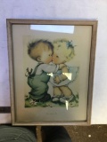 vintage framed original print by Herbert doubler the stolen kiss