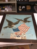 rare print on canvas the flag of freedom in oak frame has some spots