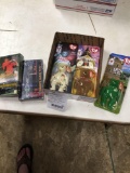 box of miscellaneous collectibles including TY babies