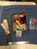 vintage box of miscellaneous collectible toys