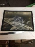 antique large black and white photo of port Angeles Washington taken from the air