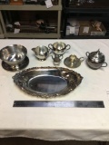 seven piece miscellaneous silver plate items