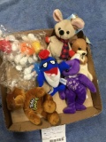 box of miscellaneous collectible stuffy?s including Charlie from Starkist