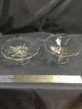 Vintage 1940s two-piece crystal bonbon dishes
