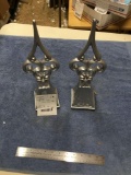 pair of large metal bookends
