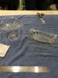 vintage two piece press glass bowl and compote