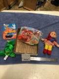 box of vintage miscellaneous collectible toys include Mattel doll