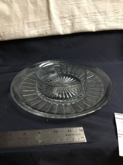 Vintage signed heisey glass dip plate