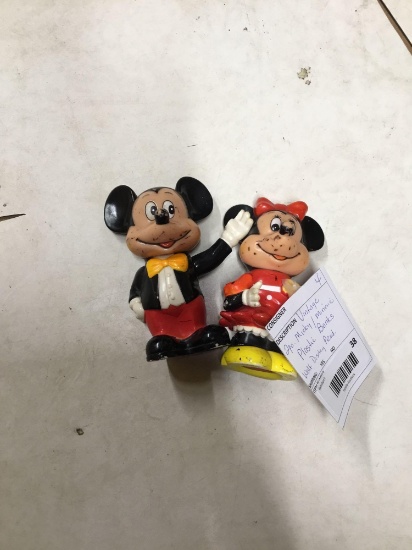 vintage two piece Mickey and Minnie plastic banks Walt Disney production